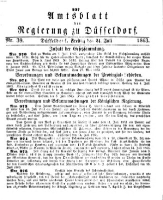 Amtsblatt für den Regierungsbezirk Düsseldorf Freitag 24. Juli 1863