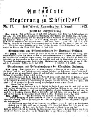 Amtsblatt für den Regierungsbezirk Düsseldorf Donnerstag 6. August 1863