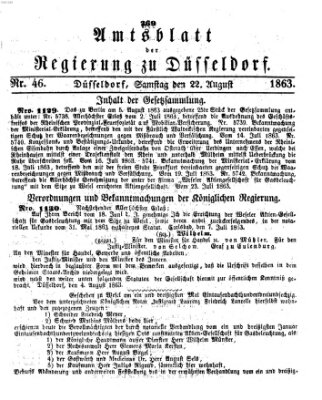 Amtsblatt für den Regierungsbezirk Düsseldorf Samstag 22. August 1863