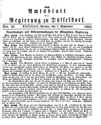 Amtsblatt für den Regierungsbezirk Düsseldorf Montag 7. September 1863