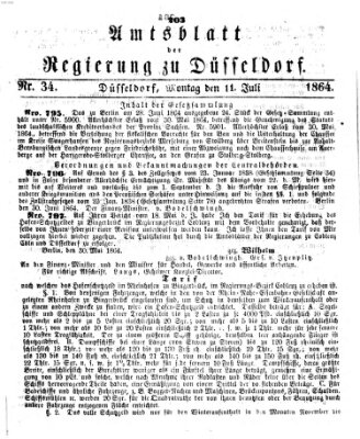 Amtsblatt für den Regierungsbezirk Düsseldorf Montag 11. Juli 1864