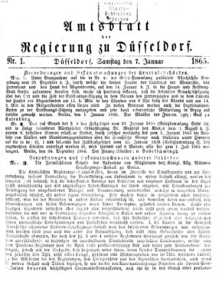 Amtsblatt für den Regierungsbezirk Düsseldorf Samstag 7. Januar 1865