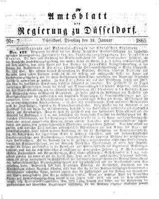 Amtsblatt für den Regierungsbezirk Düsseldorf Dienstag 31. Januar 1865