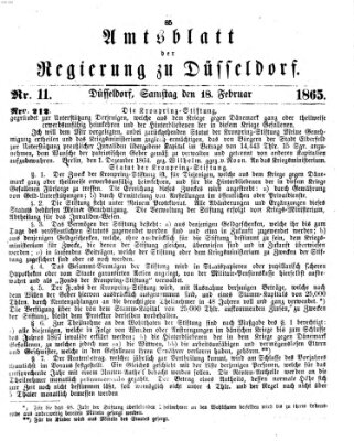 Amtsblatt für den Regierungsbezirk Düsseldorf Samstag 18. Februar 1865