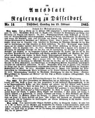 Amtsblatt für den Regierungsbezirk Düsseldorf Samstag 25. Februar 1865