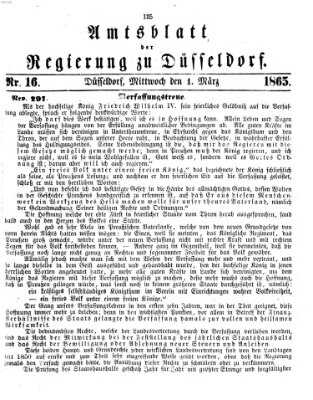 Amtsblatt für den Regierungsbezirk Düsseldorf Mittwoch 1. März 1865