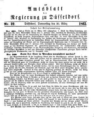 Amtsblatt für den Regierungsbezirk Düsseldorf Donnerstag 30. März 1865