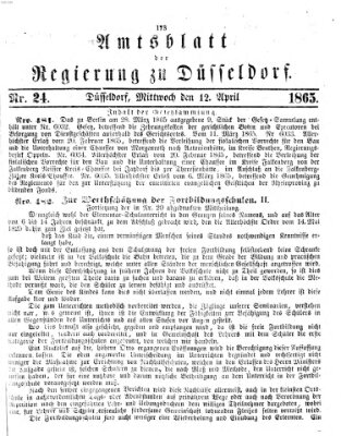 Amtsblatt für den Regierungsbezirk Düsseldorf Mittwoch 12. April 1865