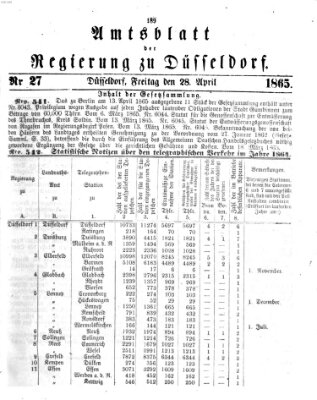 Amtsblatt für den Regierungsbezirk Düsseldorf Freitag 28. April 1865