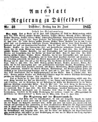 Amtsblatt für den Regierungsbezirk Düsseldorf Freitag 30. Juni 1865