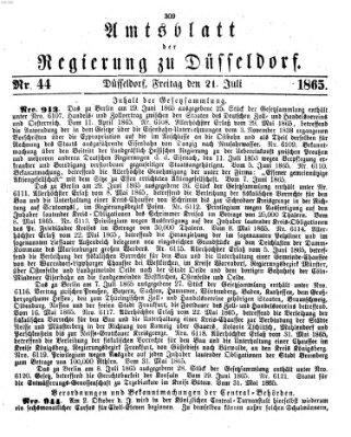 Amtsblatt für den Regierungsbezirk Düsseldorf Freitag 21. Juli 1865