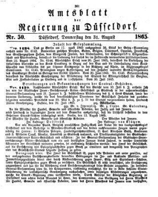 Amtsblatt für den Regierungsbezirk Düsseldorf Donnerstag 31. August 1865