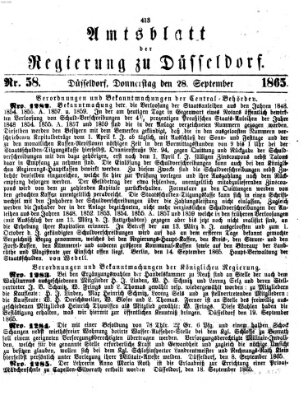 Amtsblatt für den Regierungsbezirk Düsseldorf Donnerstag 28. September 1865