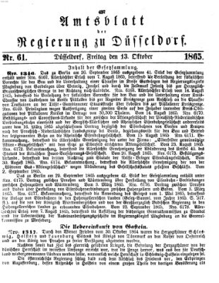 Amtsblatt für den Regierungsbezirk Düsseldorf Freitag 13. Oktober 1865