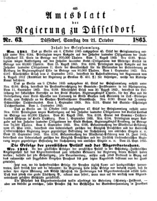 Amtsblatt für den Regierungsbezirk Düsseldorf Samstag 21. Oktober 1865