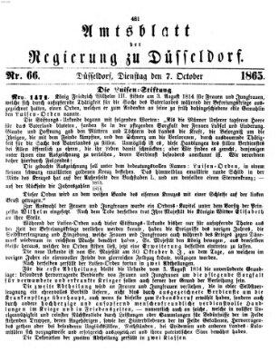 Amtsblatt für den Regierungsbezirk Düsseldorf Dienstag 7. November 1865