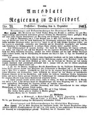 Amtsblatt für den Regierungsbezirk Düsseldorf Dienstag 5. Dezember 1865