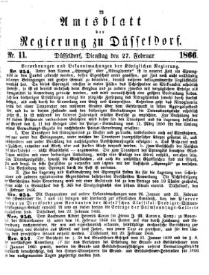 Amtsblatt für den Regierungsbezirk Düsseldorf Dienstag 27. Februar 1866