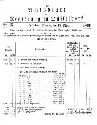 Amtsblatt für den Regierungsbezirk Düsseldorf Montag 12. März 1866