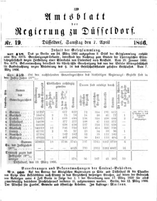 Amtsblatt für den Regierungsbezirk Düsseldorf Samstag 7. April 1866