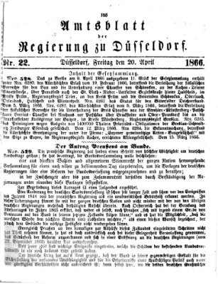 Amtsblatt für den Regierungsbezirk Düsseldorf Freitag 20. April 1866