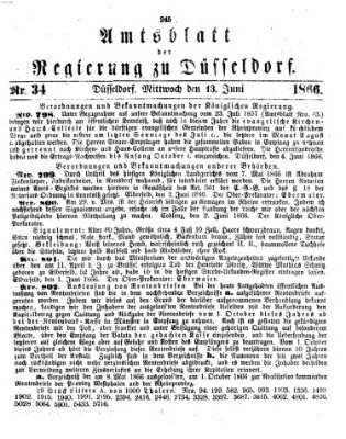 Amtsblatt für den Regierungsbezirk Düsseldorf Mittwoch 13. Juni 1866