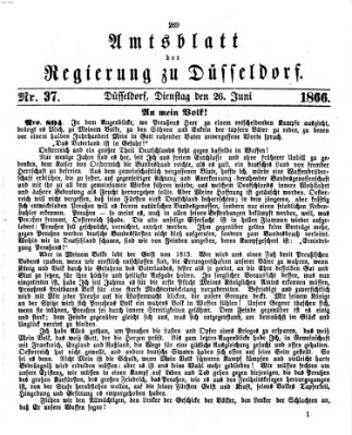 Amtsblatt für den Regierungsbezirk Düsseldorf Dienstag 26. Juni 1866