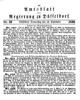 Amtsblatt für den Regierungsbezirk Düsseldorf Donnerstag 13. September 1866