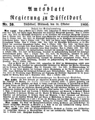 Amtsblatt für den Regierungsbezirk Düsseldorf Mittwoch 31. Oktober 1866