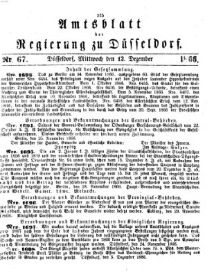 Amtsblatt für den Regierungsbezirk Düsseldorf Mittwoch 12. Dezember 1866