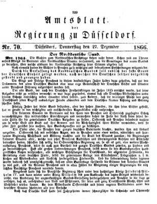 Amtsblatt für den Regierungsbezirk Düsseldorf Donnerstag 27. Dezember 1866