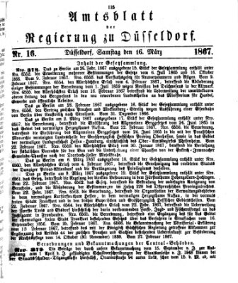 Amtsblatt für den Regierungsbezirk Düsseldorf Samstag 16. März 1867