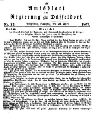 Amtsblatt für den Regierungsbezirk Düsseldorf Samstag 20. April 1867