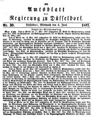 Amtsblatt für den Regierungsbezirk Düsseldorf Mittwoch 5. Juni 1867