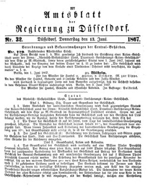 Amtsblatt für den Regierungsbezirk Düsseldorf Donnerstag 13. Juni 1867