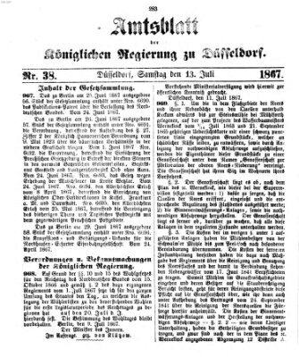 Amtsblatt für den Regierungsbezirk Düsseldorf Samstag 13. Juli 1867