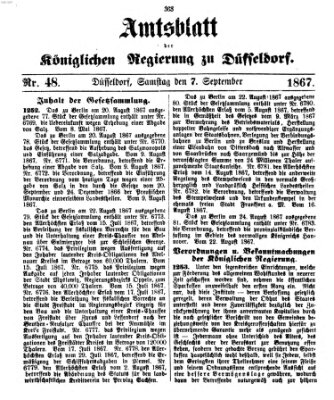 Amtsblatt für den Regierungsbezirk Düsseldorf Samstag 7. September 1867