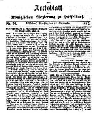 Amtsblatt für den Regierungsbezirk Düsseldorf Samstag 14. September 1867