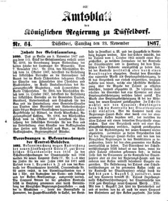 Amtsblatt für den Regierungsbezirk Düsseldorf Samstag 23. November 1867