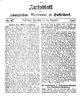 Amtsblatt für den Regierungsbezirk Düsseldorf Samstag 14. Dezember 1867