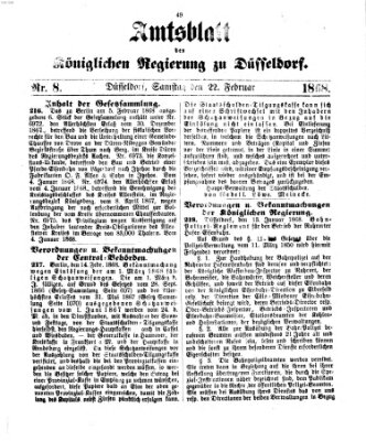 Amtsblatt für den Regierungsbezirk Düsseldorf Samstag 22. Februar 1868