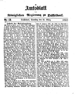 Amtsblatt für den Regierungsbezirk Düsseldorf Samstag 21. März 1868