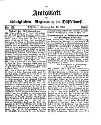 Amtsblatt für den Regierungsbezirk Düsseldorf Samstag 16. Mai 1868