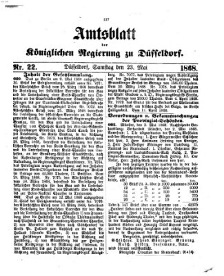 Amtsblatt für den Regierungsbezirk Düsseldorf Samstag 23. Mai 1868