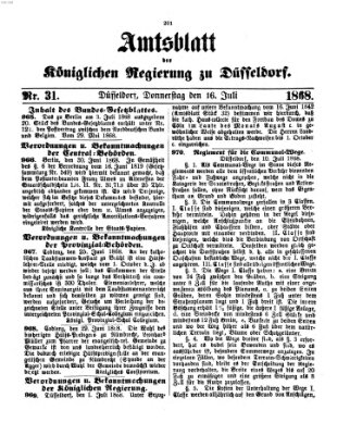 Amtsblatt für den Regierungsbezirk Düsseldorf Donnerstag 16. Juli 1868