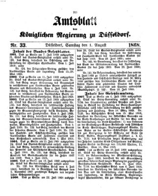 Amtsblatt für den Regierungsbezirk Düsseldorf Samstag 1. August 1868