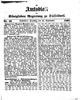 Amtsblatt für den Regierungsbezirk Düsseldorf Samstag 26. September 1868