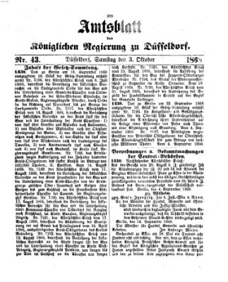 Amtsblatt für den Regierungsbezirk Düsseldorf Samstag 3. Oktober 1868