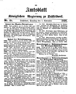 Amtsblatt für den Regierungsbezirk Düsseldorf Samstag 7. November 1868