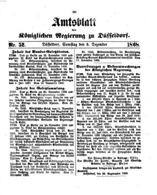 Amtsblatt für den Regierungsbezirk Düsseldorf Samstag 5. Dezember 1868